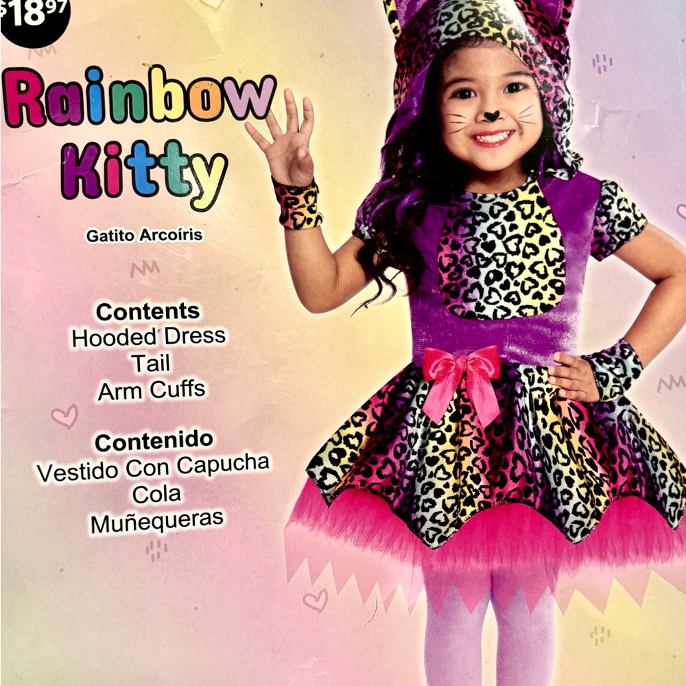 Rainbow Kitty Leopard Print Costume Dress - Size 2T - NWT
